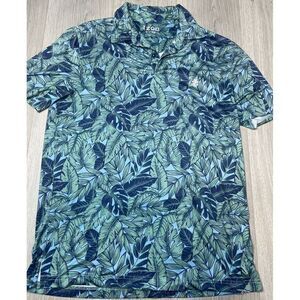 Izod Golf Shirt Mens Small Short Sleeve Stretch Palm Floral Polo Athletic Active